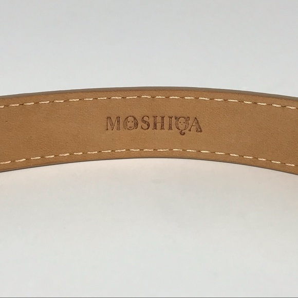 MOSHIQA Beige Leather Silver Chain Dog Collar M Frenchie Luxury Designer Pet Y2K - Picture 12 of 16